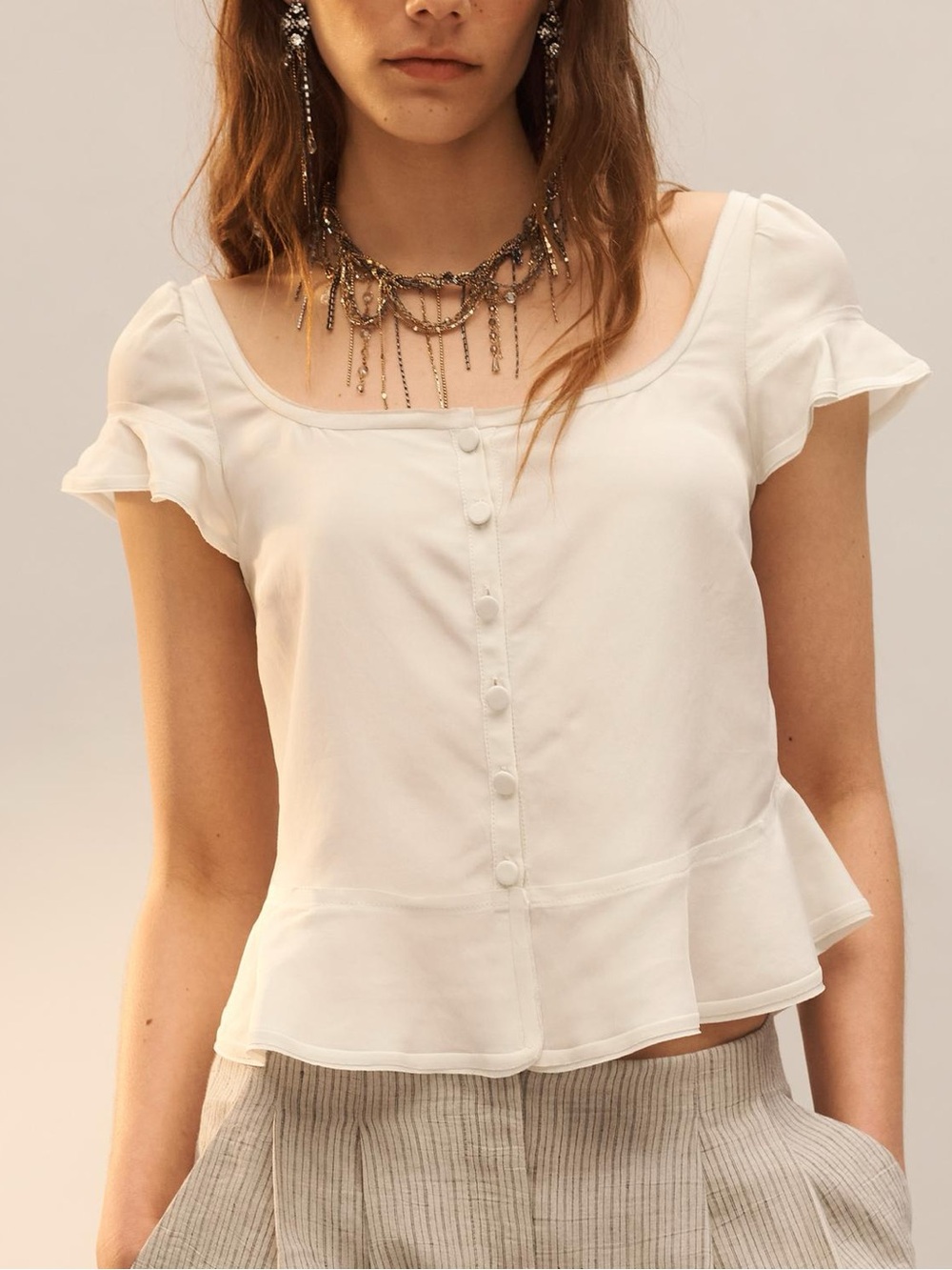 ZARA STUDIO LIMITED EDITION ROMANTIC BUTTONED TOP